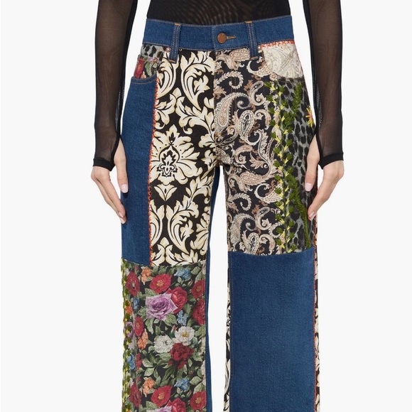 Alice + Olivia Blue and Green High Rise Jeans NWT - Picture 7 of 9